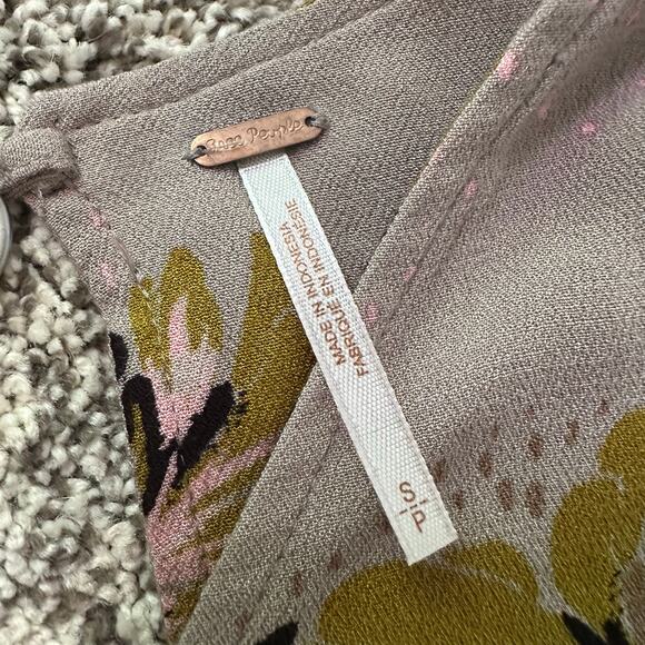 Free People light purple floral tie-front mini dress size S - Picture 8 of 13